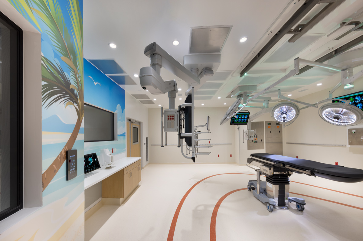 Interior design view of Joe DiMaggio Children's Hospital operating room in Hollywood, FL